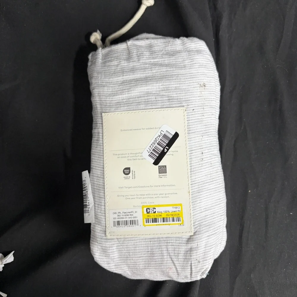 King 100% Linen Pillowcases Gray Micro Striped - Casaluna™